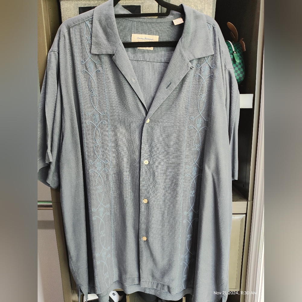 Tommy Bahama Short Sleeve Men's Shirt - 3XL Gray Big and Tall